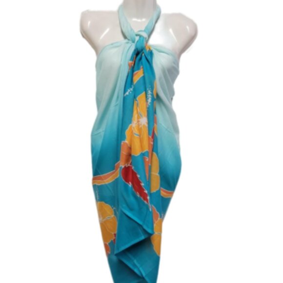 Womens Sarong Cotton Wrap Handpainted Batik Wrapskirt Beach Pareo Beachwear -NEW - Picture 4 of 7